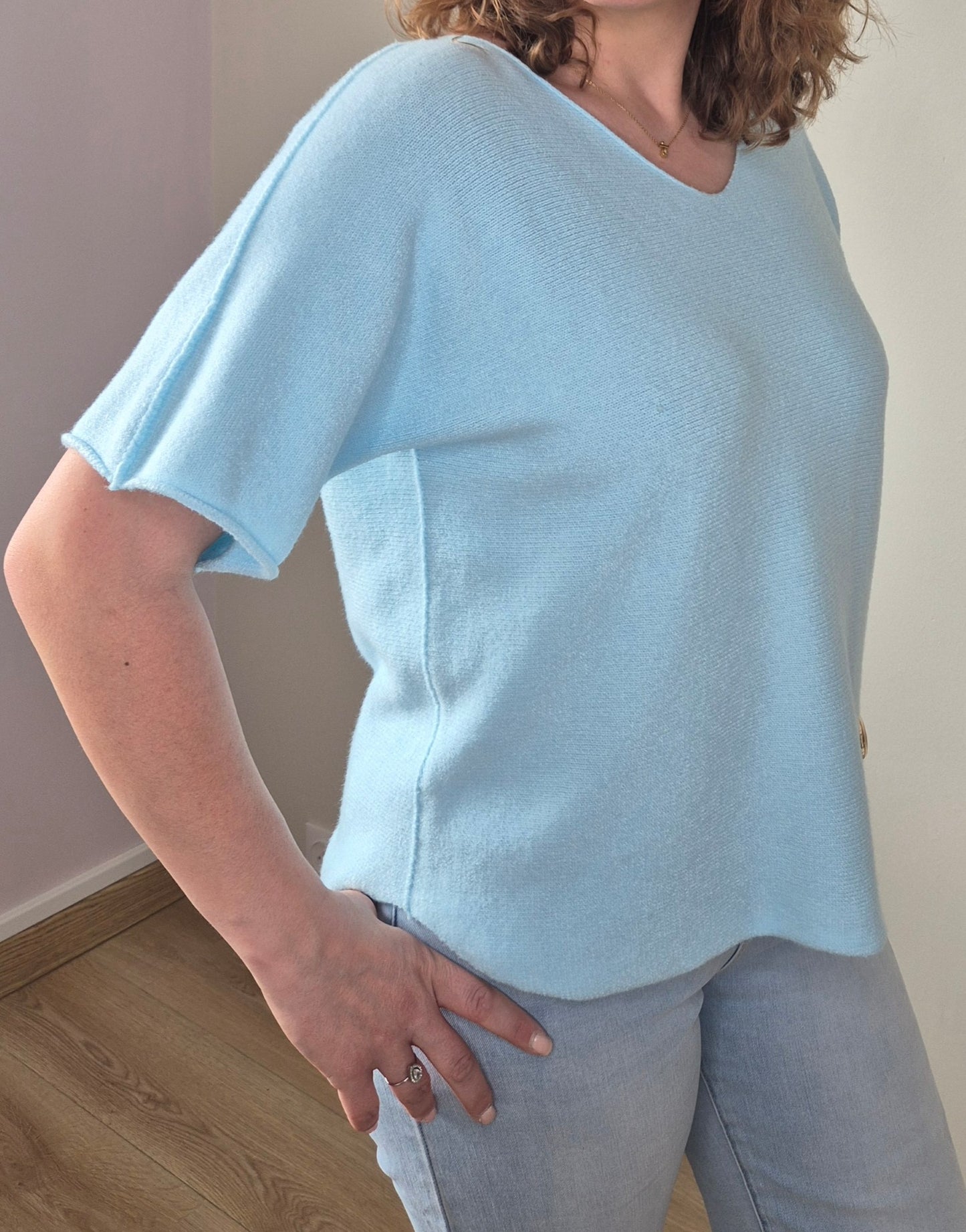 Pull Classique Col V Manches Courtes