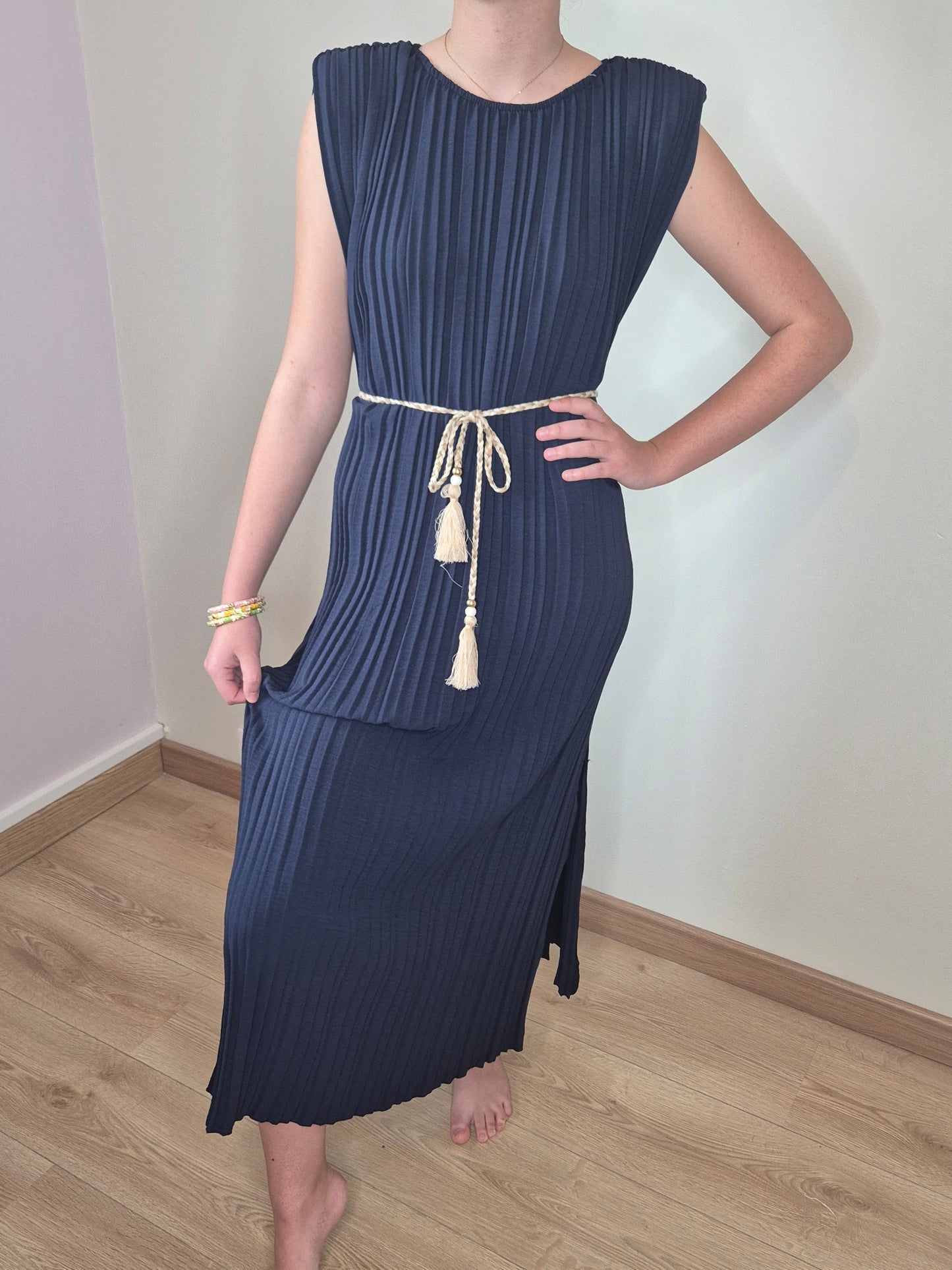 Robe longue plissée
