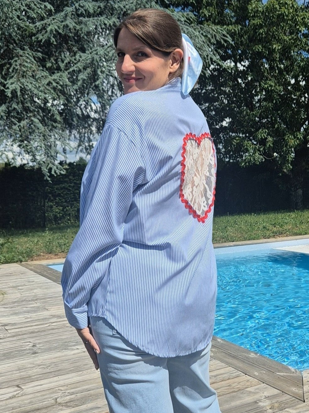 Chemise rayée ❤️ dentelle