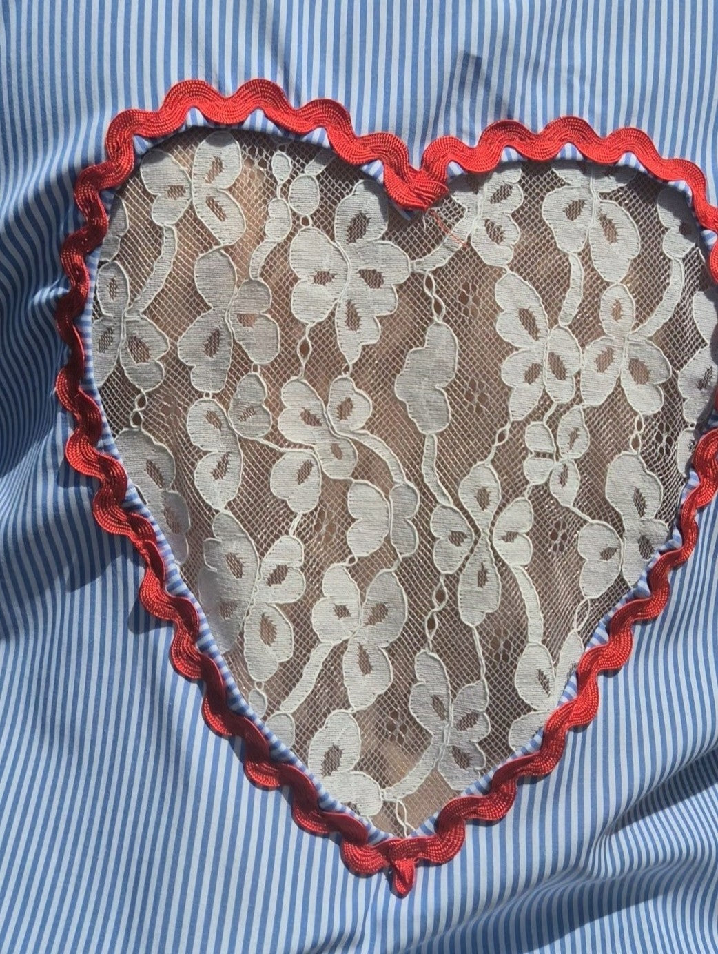 Chemise rayée ❤️ dentelle