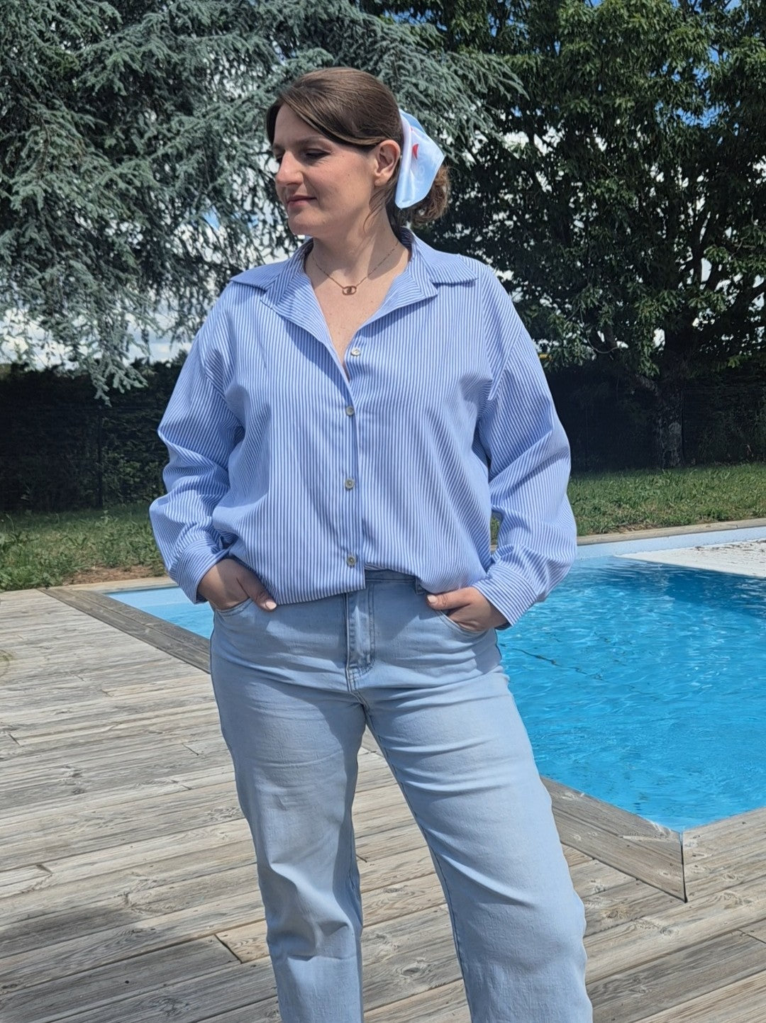 Chemise rayée ❤️ dentelle