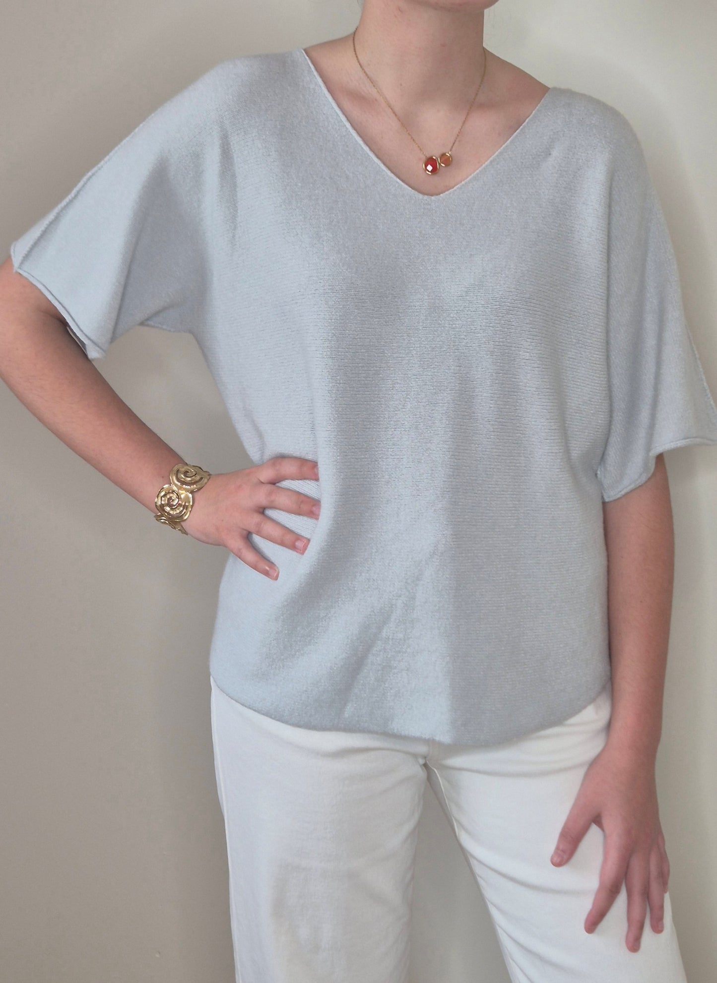 Pull Classique Col V Manches Courtes